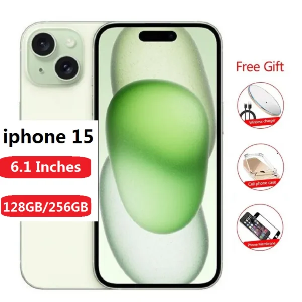 S4632c38b57954c2a949e2efcbe6f8f990.webp 98% New Original iphone 15 128/256GB 6.1-inch super retina XDR display A16 bionic chip Dual ESIM 4800 million pixels main camera