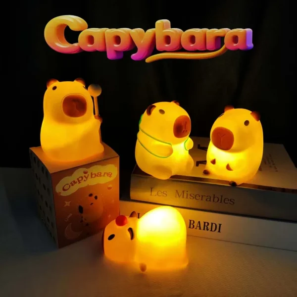 S468557c4275a43d59f18fda7235be90b3.webp 2025 New Hot selling cute cartoon Capybara night light, cute style light, soft and glowing bedside companion, children's gift