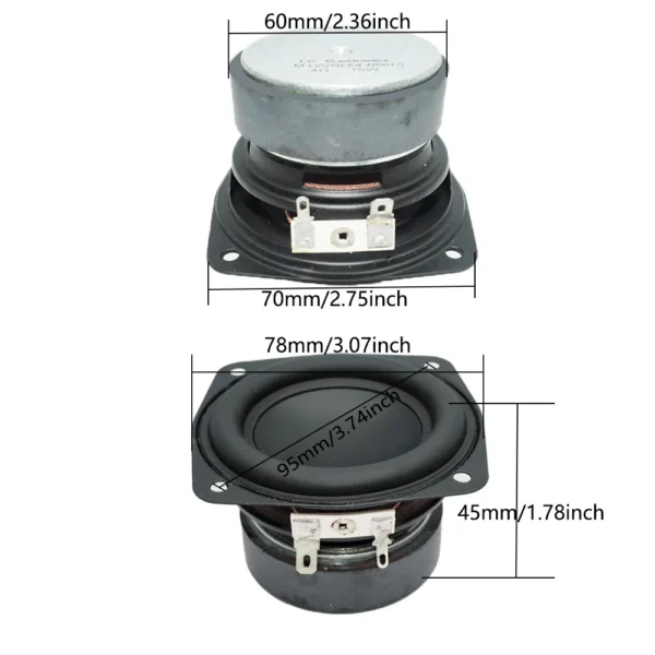 S46b79291ef3e4a7e91124dfd23279c63U.webp 2 Pcs 3 Inch 78MM Subwoofer Speaker 4 Ohm 15W Bass Audio Square Woofer DIY Bookshelf Loudspeaker Home Theater Sound Music