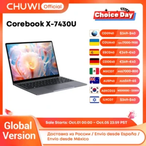 CHUWI Corebook X Laptop R5-7430U 14 inch FHD Screen 16GB RAM 512GB SSD WIFI 6 Windows 11 Gaming NoteBook AMD R5 Computer PC