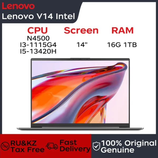 Lenovo Laptop Lenovo V14 14″ Screen Intel N4500/I3-1115G4/I5-13420H 8G/16G DDR4 RAM 256GB/512GB/1TB SSD Notabook PC