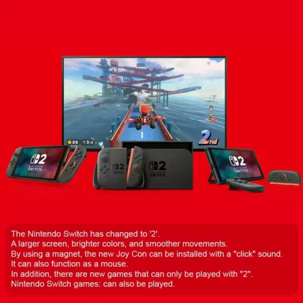 S4bc15cd77f8949dc87670bac26ba8b3cD.webp Nintendo Switch 2 Gaming Console NS2 Handheld Gaming Console 7.9-inch LCD 1080P Magnetic Design