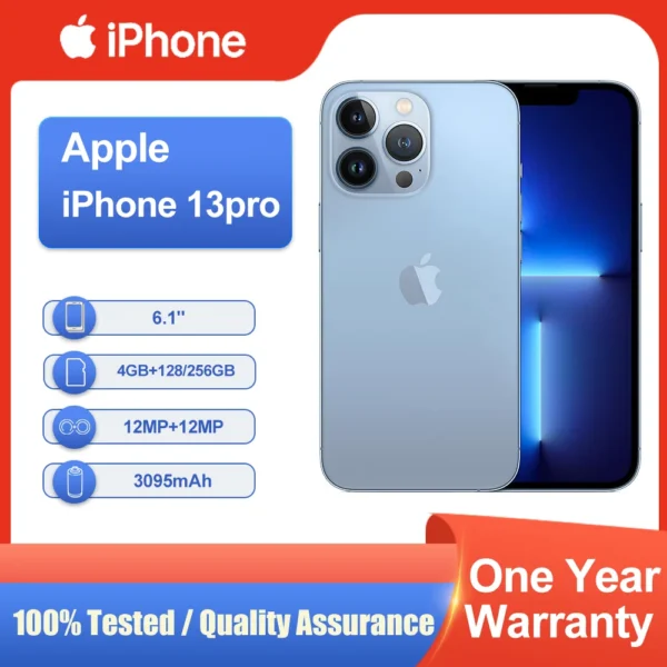 Unlocked Apple iPhone 13 Pro 4GB RAM 128/256GB ROM 6.1" A15 Bionic Face ID NFC Super Retina XDR OLED Fast Shipping 5G CellPhone