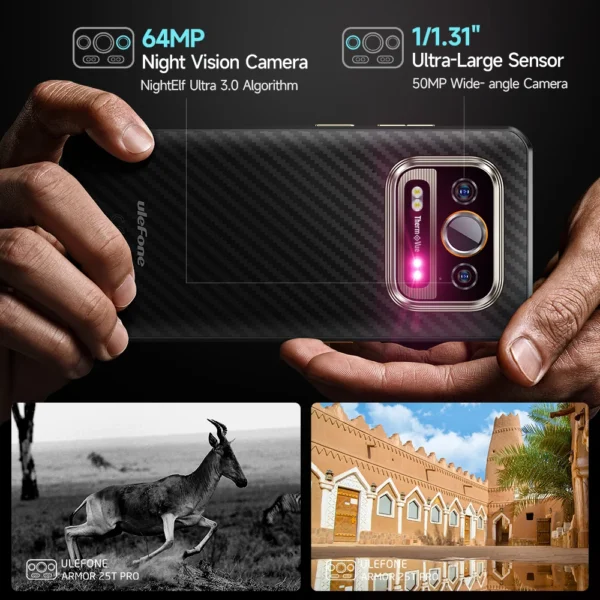S4f46b3d4788041a48c70c7c03c8489cbP.webp Ulefone Armor 25T Pro 5G Thermal Imaging Rugged Phone Android 14 33W 64MP Night Vision Mobile Phone NFC Waterproof Smartphone