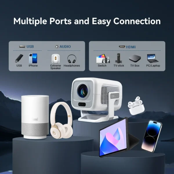 HUAWEISHI 4K Projector Android Native Portable 1080P Auto Focus 600ANSI Video home Cinema Outdoor hd led Projetor