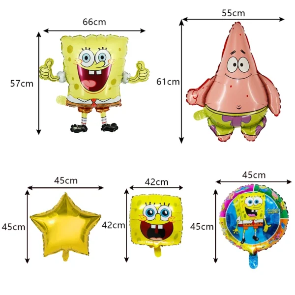 SpongeBob Birthday Party Decoration Aluminum Foil Balloon For Kid Event Supplies Disposable Tableware Banner Backdrop Gift