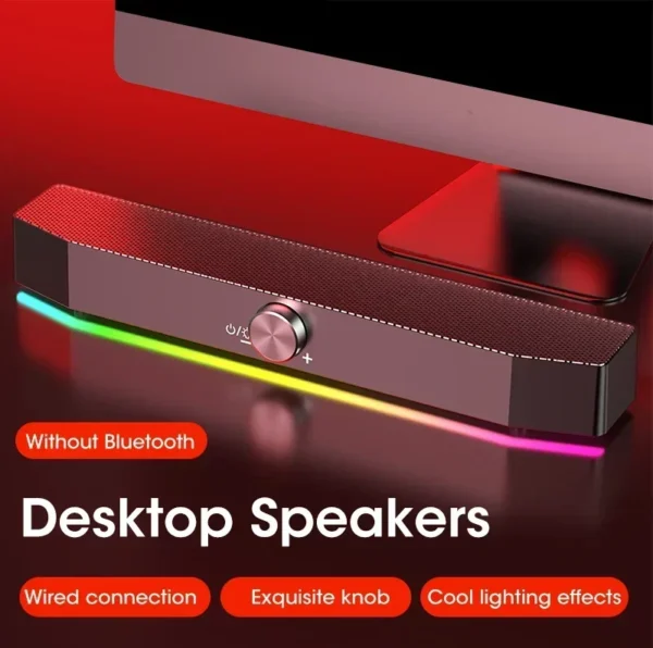 Wireless Bluetooth Soundbar 4D Surround RGB Lights, Deep Bass Subwoofer for Home Theater PC Gaming Laptop,Multiroom Speaker 120W