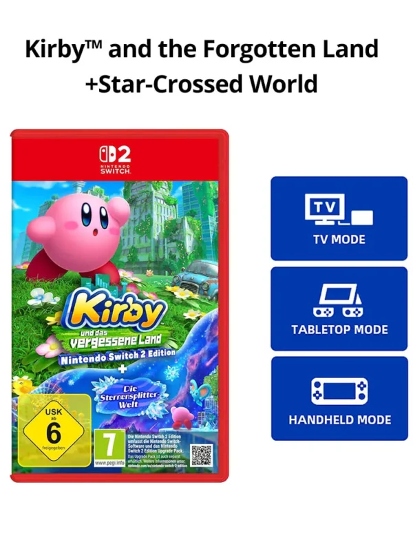 Kirby and the Forgotten Land + Star-Crossed Worldr-Crossed World - original Nintendo Switch 2 Game Card