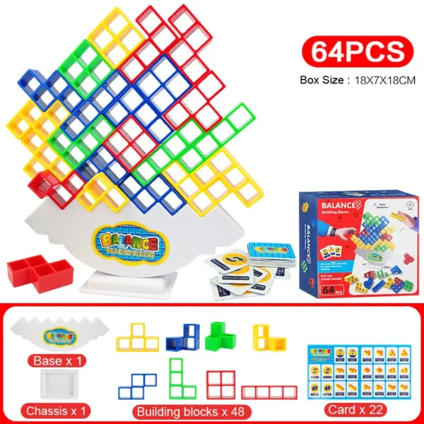48PCS Tetra Tower Building Blocks Balance Stacking Games Toys for Kids Adults Friends Classroom Family Board Game and Fun Party