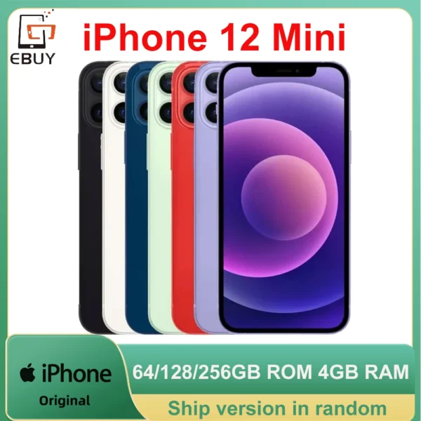 100% Original iPhone 12 Mini Cellphone 64/128/256GB ROM 4GB RAM Super OLED A14 Face ID NFC Original 5G Unlocked Mobile Phone
