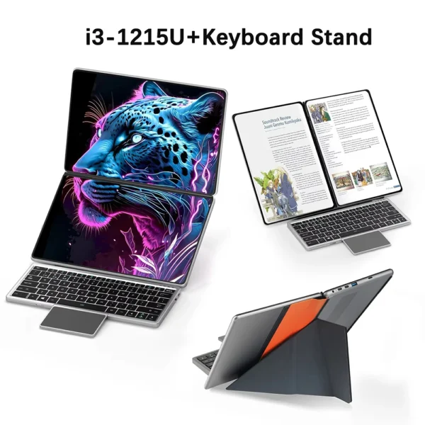 Dual Screen Laptop 10.9*2 Inch Touch Screen Notebook Intel i3 1215U N100 WIFI6 2 in 1 Laptop Tablet Portable Business Computer