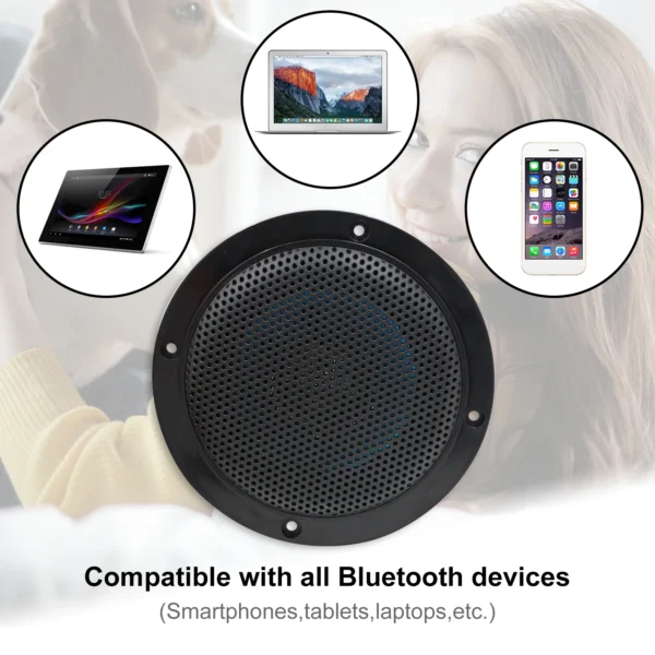 S6437f69c30774eac9ce8a1ba571dde7eF.webp Herdio 2PCS 4 Inch Ceiling Bluetooth Speaker Kit Water Resistant 160W Marine Speakers For Bathroom Kitchen Home Outdoor Camper