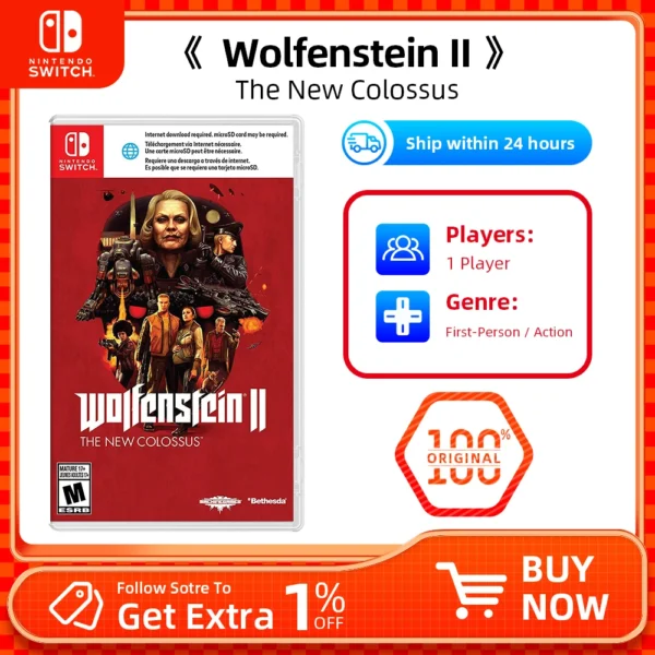 Wolfenstein 2 : The New Colossus -Nintendo Switch Games Physical Cartridge Support TV Tabletop Handheld Game Mode