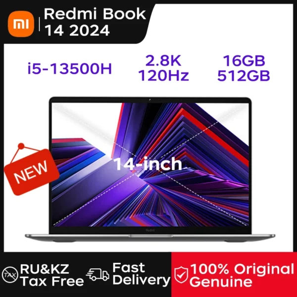 Xiaomi Laptop Redmi Book 14 2024 14-inch 13-generation i5 13420H /13500H 16GB 512GB/1TB/2TB DDR5 4.7GHz RWD 2.8K 120hz laptop