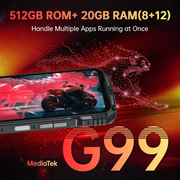 DOOGEE S118 Android14 Rugged Shockproof Smartphone,20GB+512GB,10800mAh/33W,6.58"120Hz,50MP+12MP Night Vision/G99/4G Dual SIM/NFC