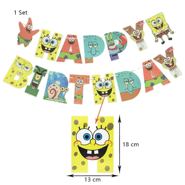 SpongeBob Birthday Party Decoration Aluminum Foil Balloon For Kid Event Supplies Disposable Tableware Banner Backdrop Gift