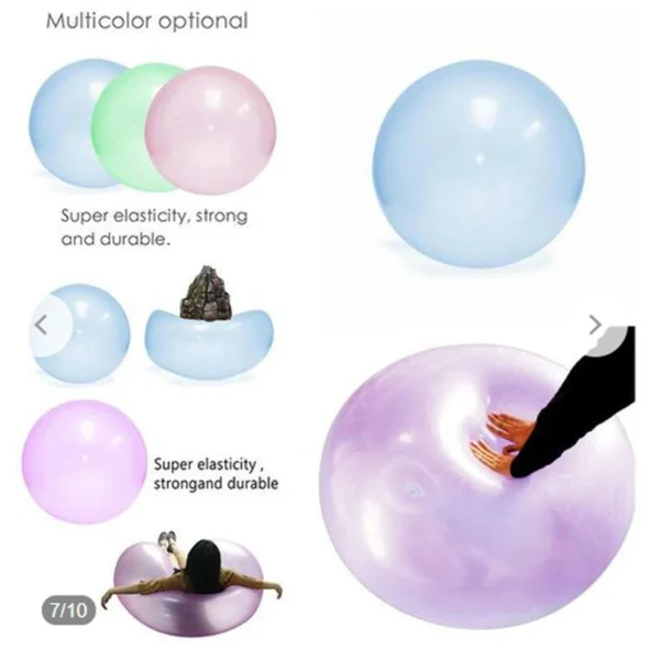S72e767d70df74a35a4c8a6edfcb601b8T.webp 1PC- Bubble Ball For Summer Vocation On Beach Kids Children Outdoor Soft Air Water Filled Bubble Ball Blow Up Balloon Toy Fun Pa
