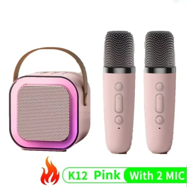 Bluetooth K12 Karaoke Machine Portable  5.3 PA Speaker System with 1-2 Wireless Microphones Home Family Singing Children's Gifts