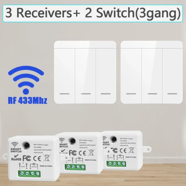 S778afb6fb0bb49cebc5784d071e6206dS.webp RF433Mhz Wireless Switch 1/2/3 Gang 86 Wall Panel Transmitter Safety Light Switch AC 85-265V Relay Receiver For Home Led Light