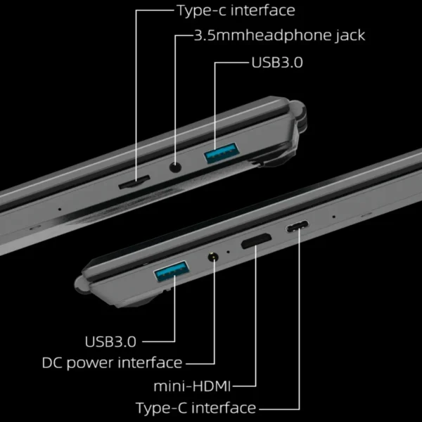 CARBAYTA 15.6"+7" Dual Screen Laptop Intel N95 32GB 16GB DDR4 RGB Backlit Keyboard Computer Notebook Laptops 7" Touch Screen