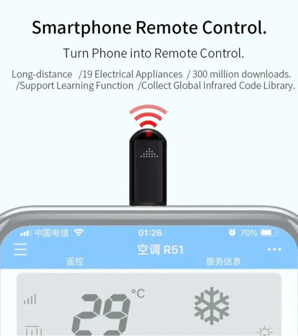 Type C Smartphone Adapter Infrared Transmitter Control Smart App Control Adapter Infrared Remote Suitable for Television
