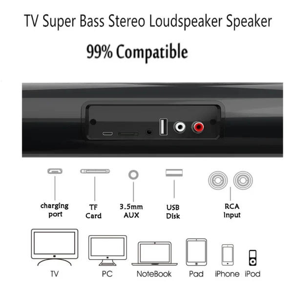 Super Powerful Sound Bar Portable Wireless Bluetooth Speaker Surround Stereo Home TV Sound Box Subwoofer FM Radio caixa de som