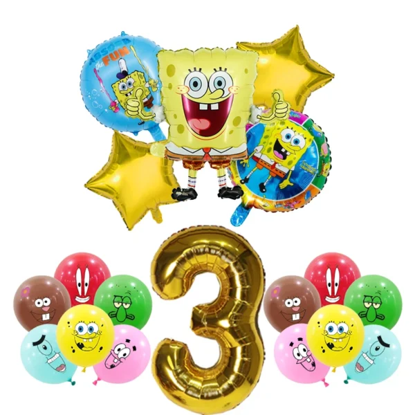 SpongeBob Birthday Party Decoration Aluminum Foil Balloon For Kid Event Supplies Disposable Tableware Banner Backdrop Gift