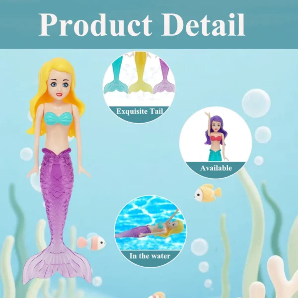 New Mermaid Dive Toys 2/3/4 PCS Colorful Bath Toy Play in Water Pool Float Toys 2 Rising Modes Games for Toddlers Children Gift