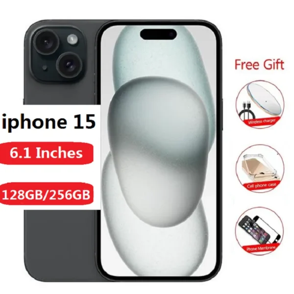 S7ef1605bc42642398868deb7052ced563.webp 98% New Original iphone 15 128/256GB 6.1-inch super retina XDR display A16 bionic chip Dual ESIM 4800 million pixels main camera