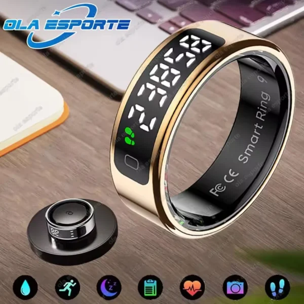 S809f93e9e5244c108b8c2d83323c7979B.webp 2025 New R12 Smart Ring with Display Screen and Touch Wireless Charging Health Manager 5 ATM Waterproof For Men Women Gift Rings