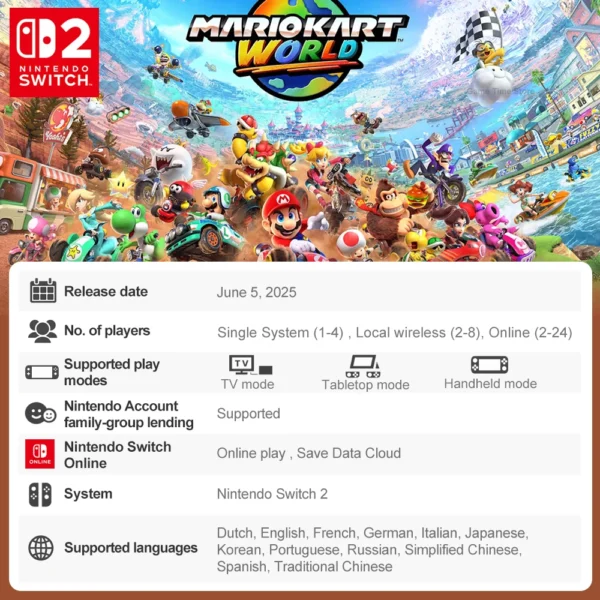 Nintendo Switch 2 Mario Kart World Juegos Games Deals 100% Official Physical Game Card Racing Party Genre Game Only for Switch 2
