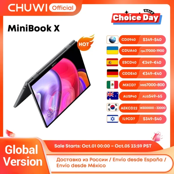 CHUWI MiniBook X Laptop Tablet 2 In 1 Intel N150/N100 10.51" FHD IPS Screen 16GB / 12GB RAM LPDDR5 512G SSD Windows 11 Notebook