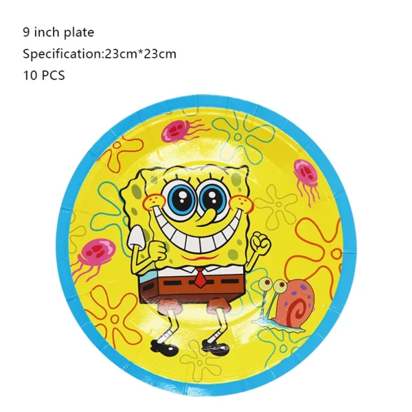 SpongeBob Birthday Party Decoration Aluminum Foil Balloon For Kid Event Supplies Disposable Tableware Banner Backdrop Gift