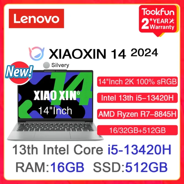 Lenovo XIAOXIN 14 (IdeaPad Slim 5) 2024 Laptop AMD Ryzen R7-8845H Intel Core i5-13420H 16GB 32GB 512GB 14" Inch FHD Computer PC