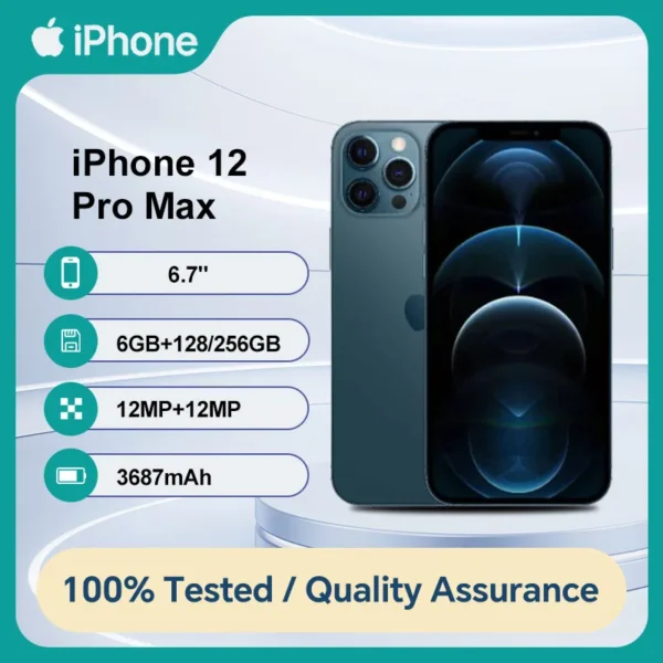 Unlocked Original Apple iPhone 12 Pro  Max 128/256GB ROM 6GB RAM IOS A14 Bionic Hexa Core 6.7'' Dual 12MP 5G Used Cell Phone