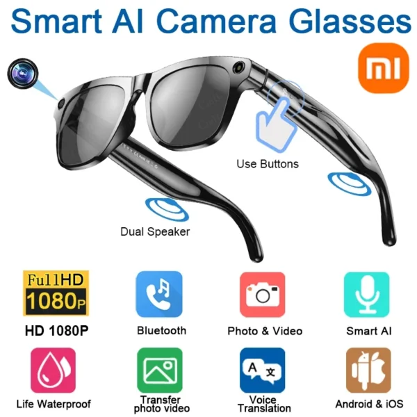 Xiaomi 4K HD AI Smart Glasses Chat GPT 100MP Camera Bluetooth Call 260Mah Battery Voice Assistant  Control Smart Glasses 2025