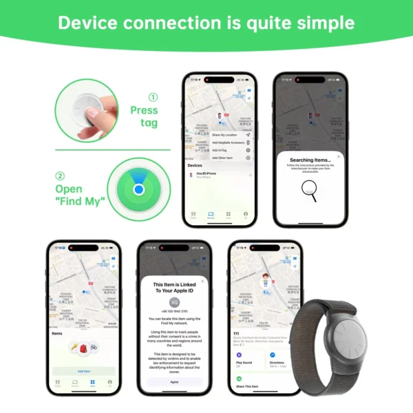 GPS Tracker for Kids (iOS only)Teen,Special Needs, Elderly,Real-Time Kids Tracker Watch Band Works with Find My (iOS Only) APP