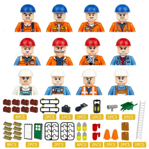 City Characters Building Blocks Mini Dolls Statues Police Firefighter Doctor Engineer Building Blocks Holiday gifts for kids