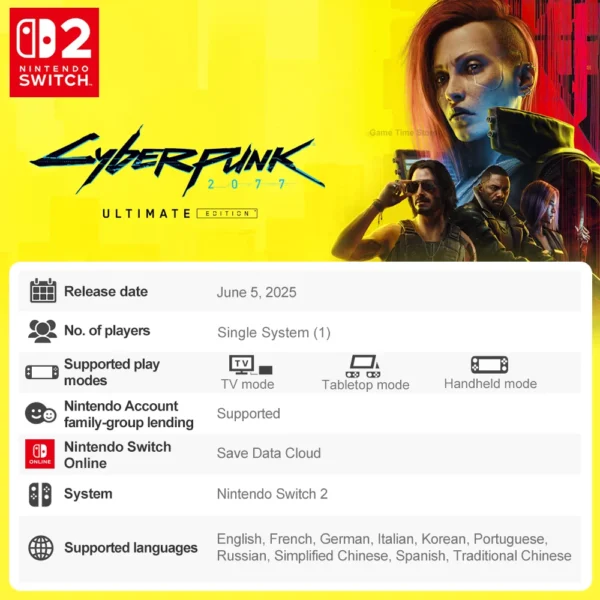 Nintendo Switch 2 Cyberpunk 2077 Ultimate Edition Juegos Games Deals 100% Original Physical Game Card RPG Game for Switch 2