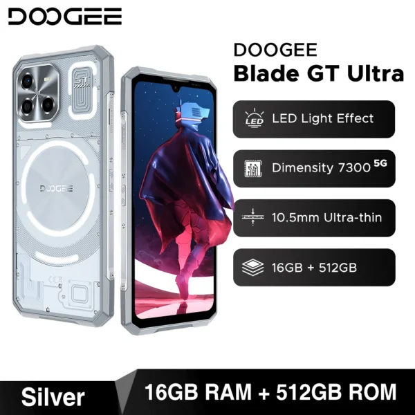 DOOGEE Blade GT Ultra 5G AI Rugged Gaming Phone 6.72 dimension 7300 Mobilephone 16GB + 512GB LED Light Effect AI Smartphones NFC