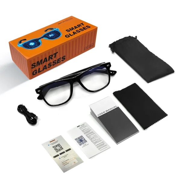 S8a9650b14f1649cd8591d244380e5701o.webp Smart Glasses AI translation 100+ Languages Make Receive Calls Music Calling Noise Reduction Light BT TWS Glasses Men Women