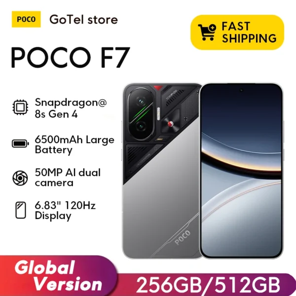 POCO F7 5G Global Version Smartphone 6.83" AMOLED 120Hz Snapdragon@ 8s Gen 50MP Camera 6500mAh NFC