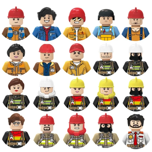 City Characters Building Blocks Mini Dolls Statues Police Firefighter Doctor Engineer Building Blocks Holiday gifts for kids