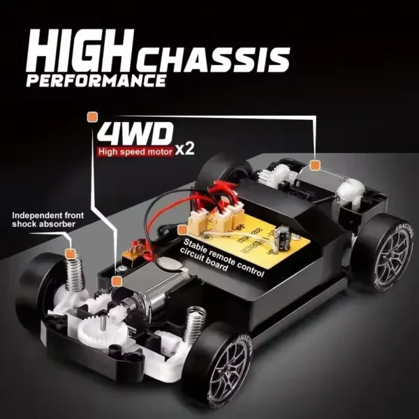 New 1:24 20KM/H High Speed RC Drift Vehicle 4WD Remote Control 993 Racing Car Gift Competition Race Car Kid Toy Replaceable Tire