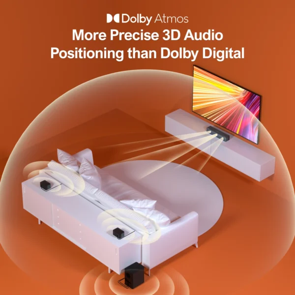 ULTIMEA Poseidon D60 Soundbar 5.1 Channel Home Theater with Dolby Atmos, Wireless Subwoofer, Rear Surround Speakers, APP Control