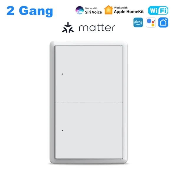 Tuya Matter WiFi Smart Push Button Switch 1-4 Gang US No Neutral Wire Homekit Siri Voice Control Automation Alexa Google Home