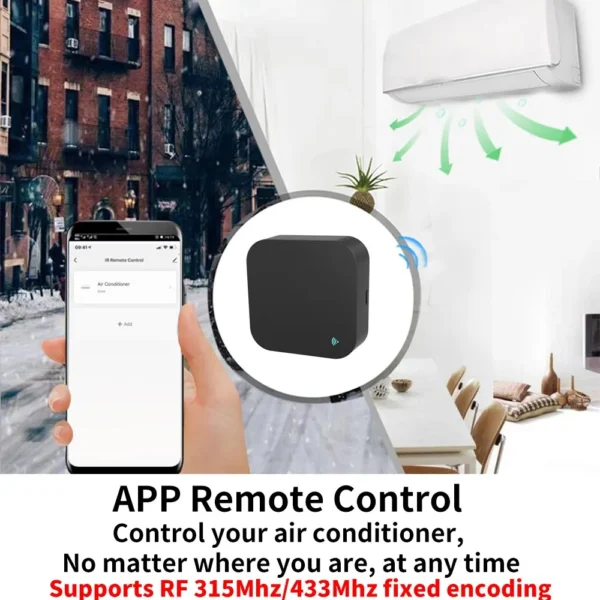 S9b1648e48d5b4ced83fd4dc295caf2fas.webp Tuya WiFi RF IR Remote Control 433MHz/315MHz For Smart Home Via SmartLife for Air Conditioner ALL TV Support Alexa,Google Home