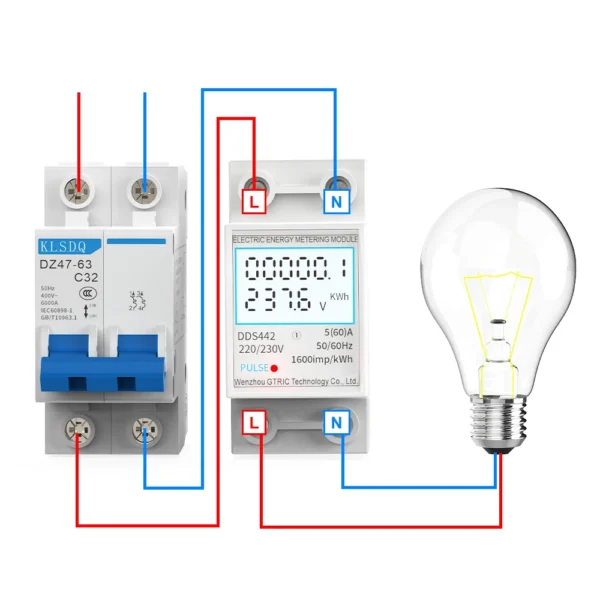 S9e3cbd9a76c9452da37e76b648c3abd04.webp GTRIC Electric Energy Meter 2P Single Phase LCD Digital Display DIN Rail Mounting 2-wire Electric Meter Wattmeter AC 230V 50Hz