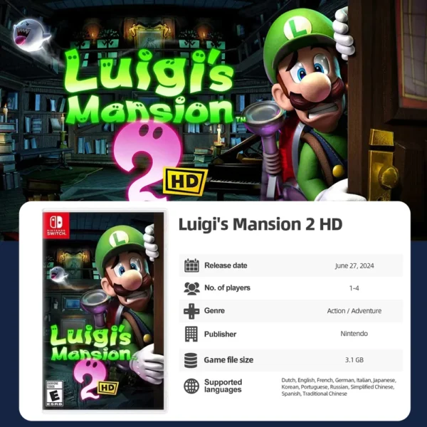 Luigi‘s Mansion Series Game 2 HD or Luigi‘s Mansion 3 - Nintendo Switch 100% Original Physical Game Card Adventure Genre