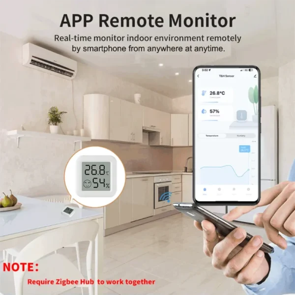 Sa35a6fcd67a44ba9adec10402a73297ft.webp Tuya Zigbee 3.0 Temperature Humidity Sensor APP Remote Control Thermometer via Smart Life For Smart Home Work With Yandex Alexa
